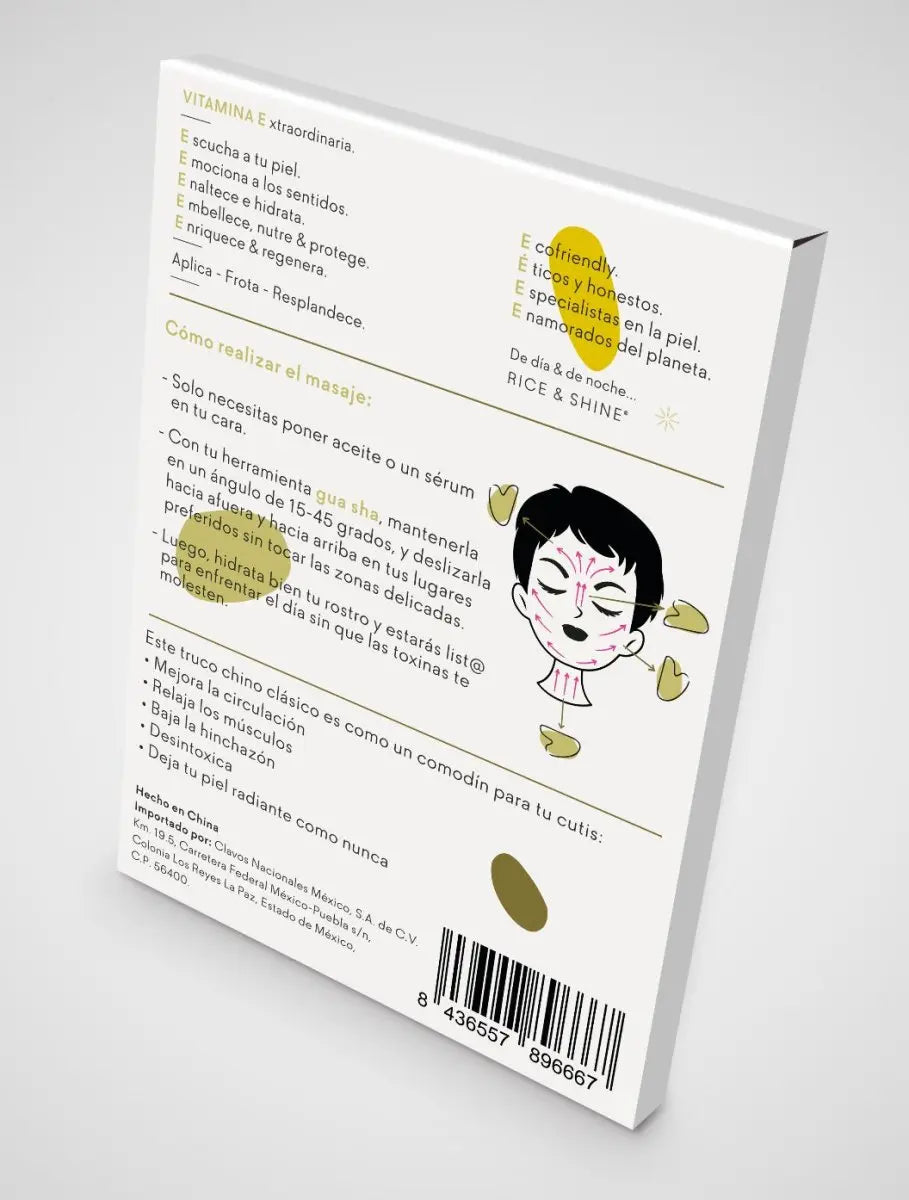 Gua Sha de Acero Inoxidable Oro | Masaje Facial Reafirmante Rice & Shine