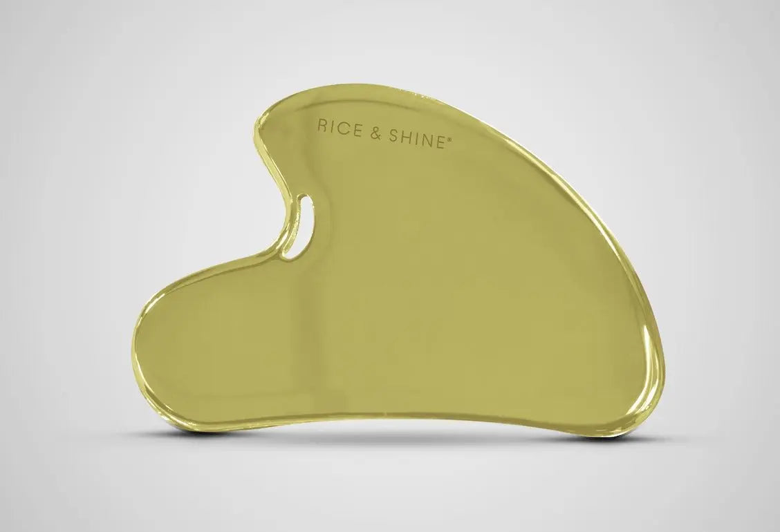 Gua Sha de Acero Inoxidable Oro | Masaje Facial Reafirmante Rice & Shine