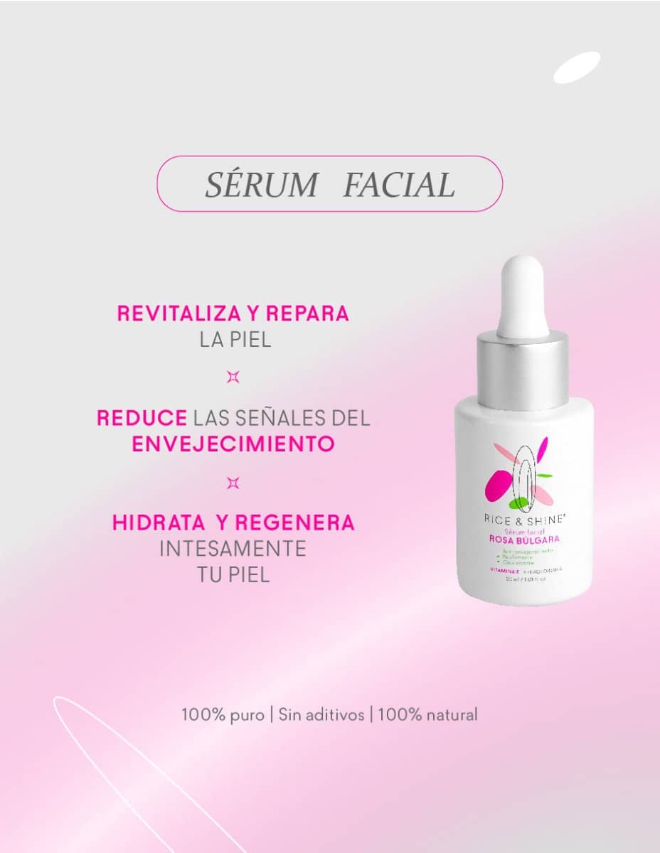Serum Facial Ácido Hialurónico y Rosa Búlgara - Cuidado de la piel - Rice & Shine la mayor concentración de vitamina E para cuidar tu piel. 4